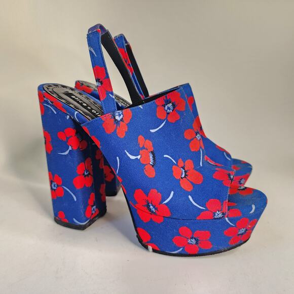 Alice + Olivia Logan Floral Platform Sandals Blue Red EU 39.5 US 9.5 - Picture 3 of 7